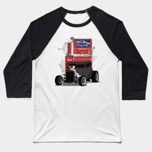 1932 Black Chevy 5 Window Coupe HotRod Garage Built Print Baseball T-Shirt